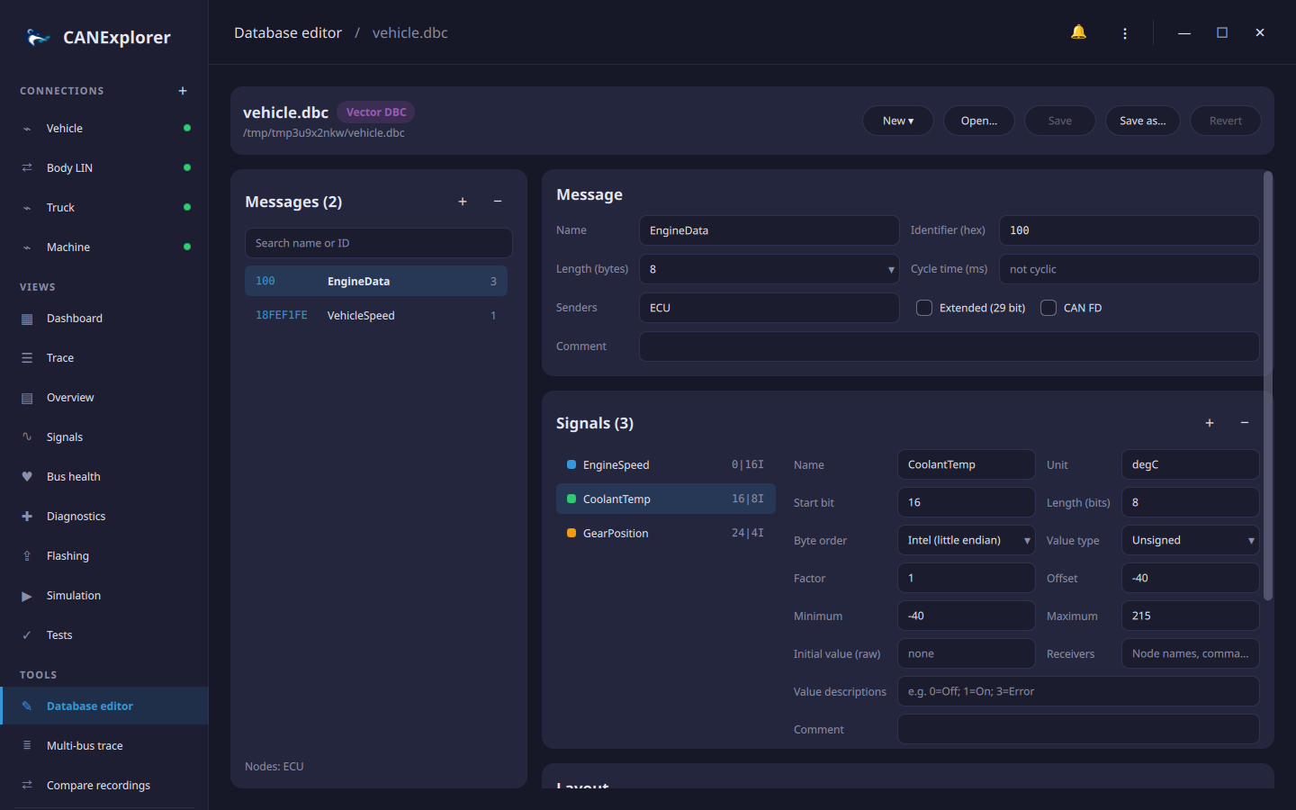 Database editor
