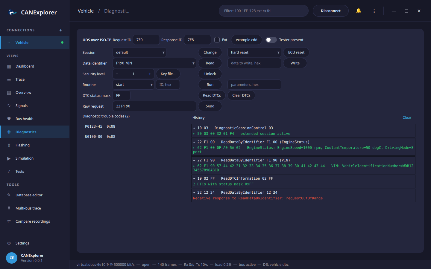 Diagnostics view