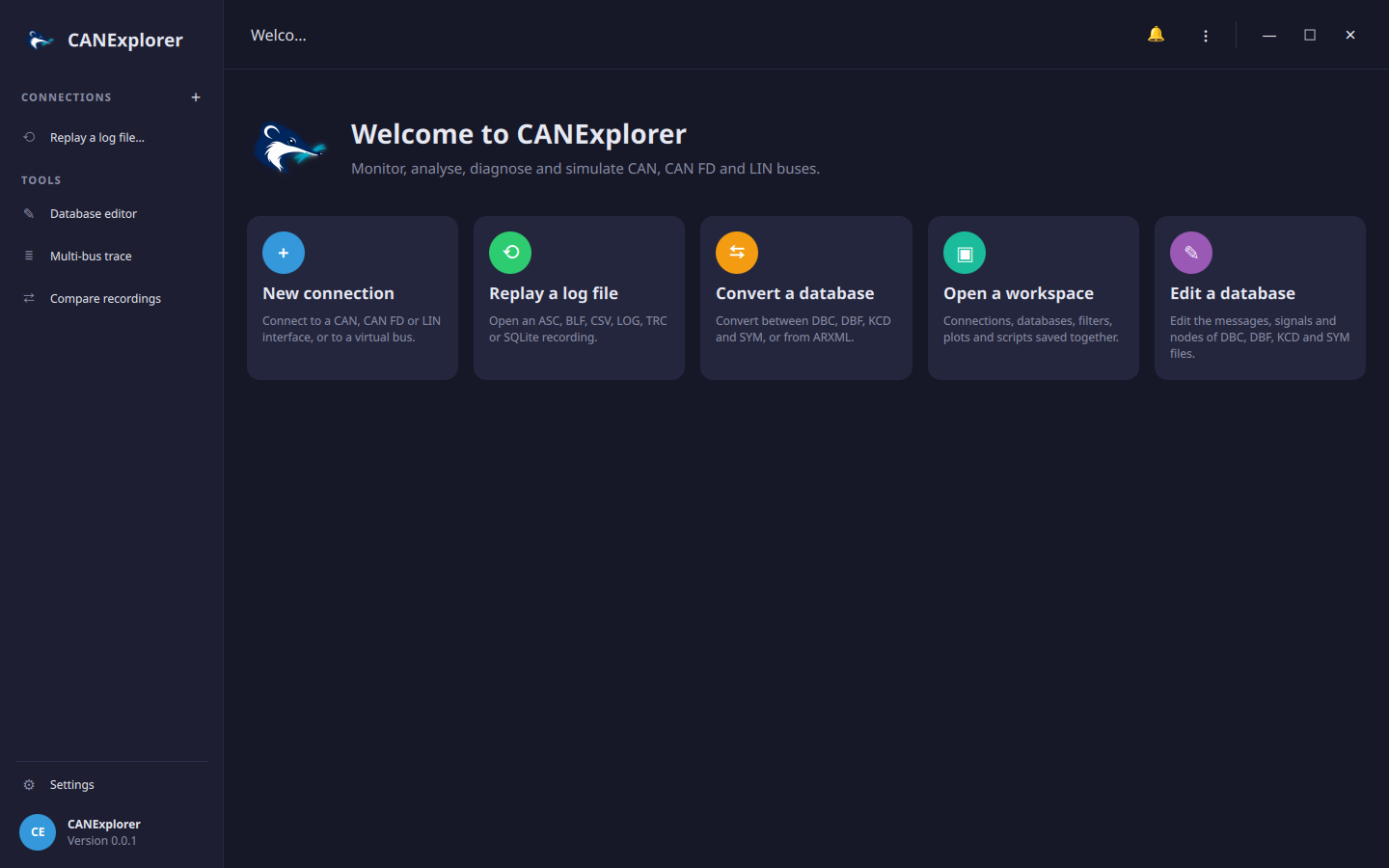 CANExplorer after starting